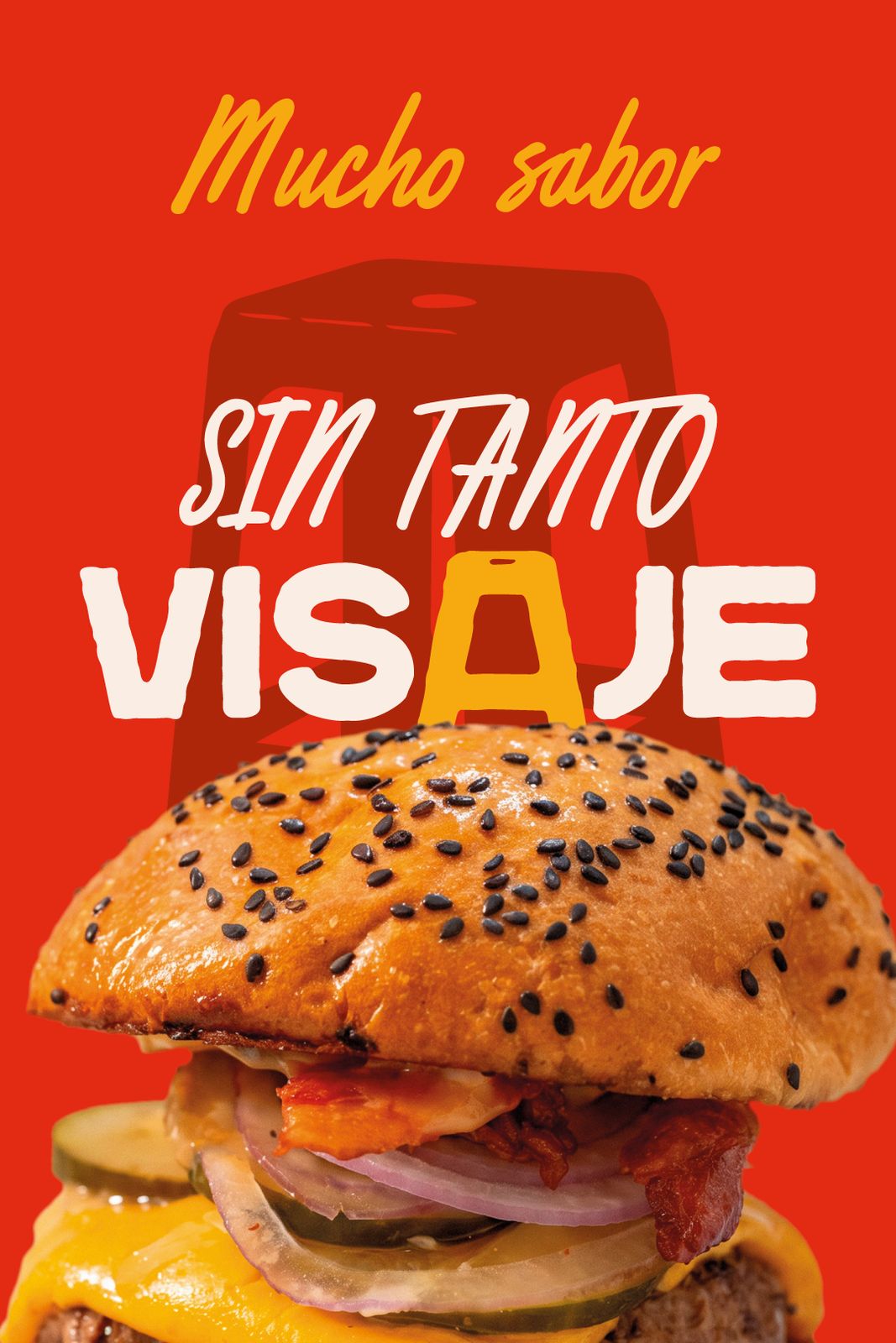 Red Las Carnudas menu with a burger photo and the line Sin tanto visaje
